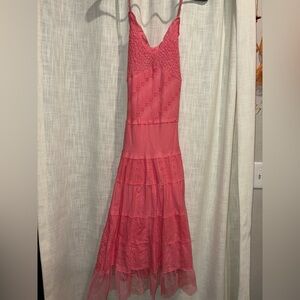 Connected Apparel Coral Lace Maxi Dress